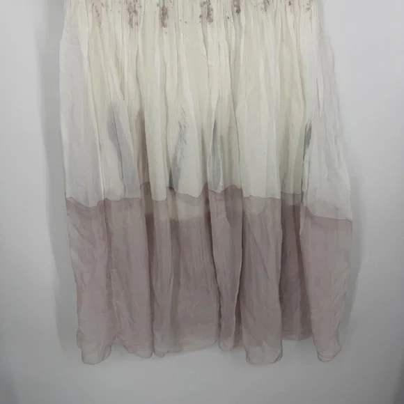 Lola Made In Italy Silk Blend Water Color Lightweight Maxi Skirt sz M pink white - Picture 4 of 9